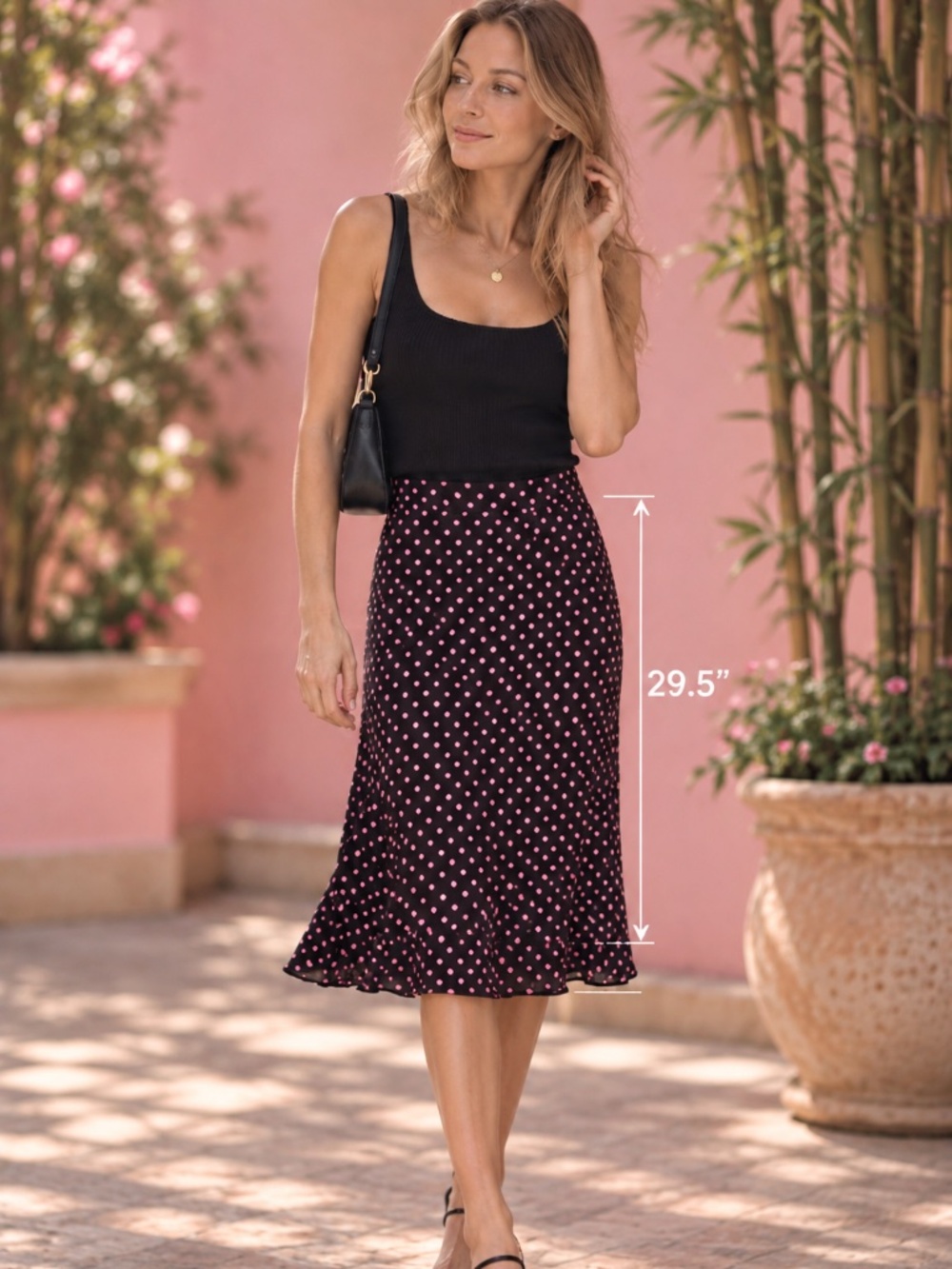 Zara Polka Dot stretchy flared skirt Size S